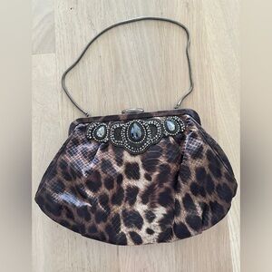 BANANA republic animal print jeweled clutch
